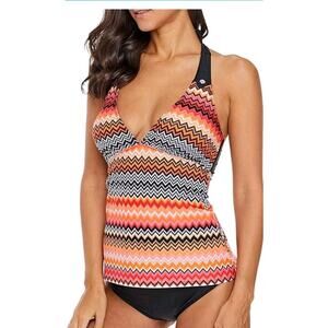 SEBOWEL Women Floral Print V Neck Swim Top Strap Bathing Suit Tankini TOP ONLY